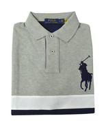 Polo Ralph Lauren Men&#39;s Big Pony Colorblock Mesh Polo Shirt,Grey Multi, ... - £64.90 GBP