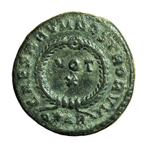 Roman Coin Constantine II Arles Follis AE18mm Bust / VOT X Wreath 04243 - £20.57 GBP