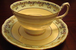 Grosvenor made in England cup and saucer, light green and gold ORIG [91B] - £35.61 GBP