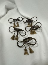 Set of 5 Vintage Twisted Rope Coiled Brass Tassel Tied into Bow Napkin R... - $361.14 MXN