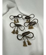 Set of 5 Vintage Twisted Rope Coiled Brass Tassel Tied into Bow Napkin R... - €16,50 EUR