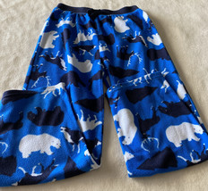 Childrens Place Boys Blue White Polar Bears Moose Husky Fleece Pajama Pants 7-8 - £6.50 GBP