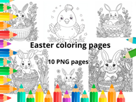 Еaster coloring pages.Printable coloring.Toddler coloring.10 PDF pages f... - £1.59 GBP
