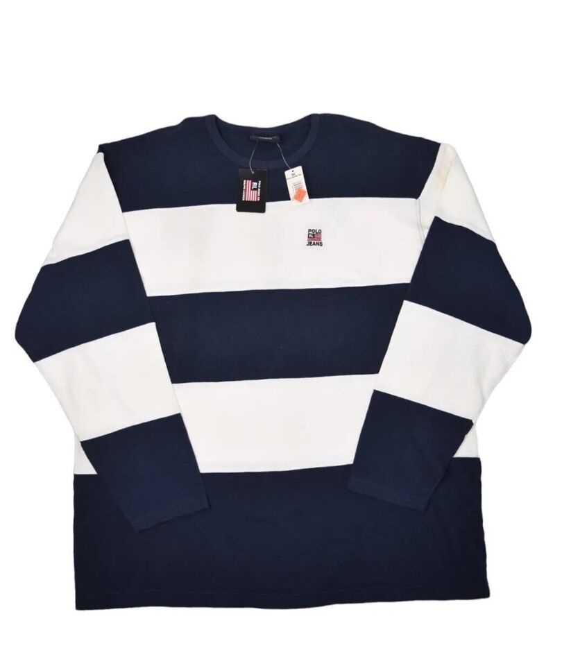 Primary image for Vintage Polo Jeans Company Striped Long Sleeve Mens 2XL Crewneck Sweatshirt