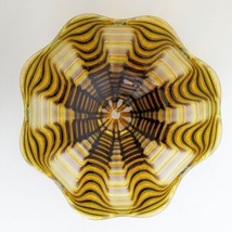 Sanders &amp; Wallace Glass Dish, &#39;Ripple&#39; 11&quot; in Yellow, Signed by David Wa... - $78.84