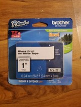 Brother Ptouch TZe Tape 1&quot; Black Print On White Tape - $12.82