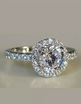 14k white gold over 2 carat halo round cut diamond engagement ring women fine - £59.79 GBP