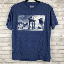 Star Wars T-Shirt Airspeeder  AT-AT Walker The Empire Strikes Back Med Blue - $13.85