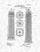 Skyscraper Patent Print - Gunmetal - £6.21 GBP+