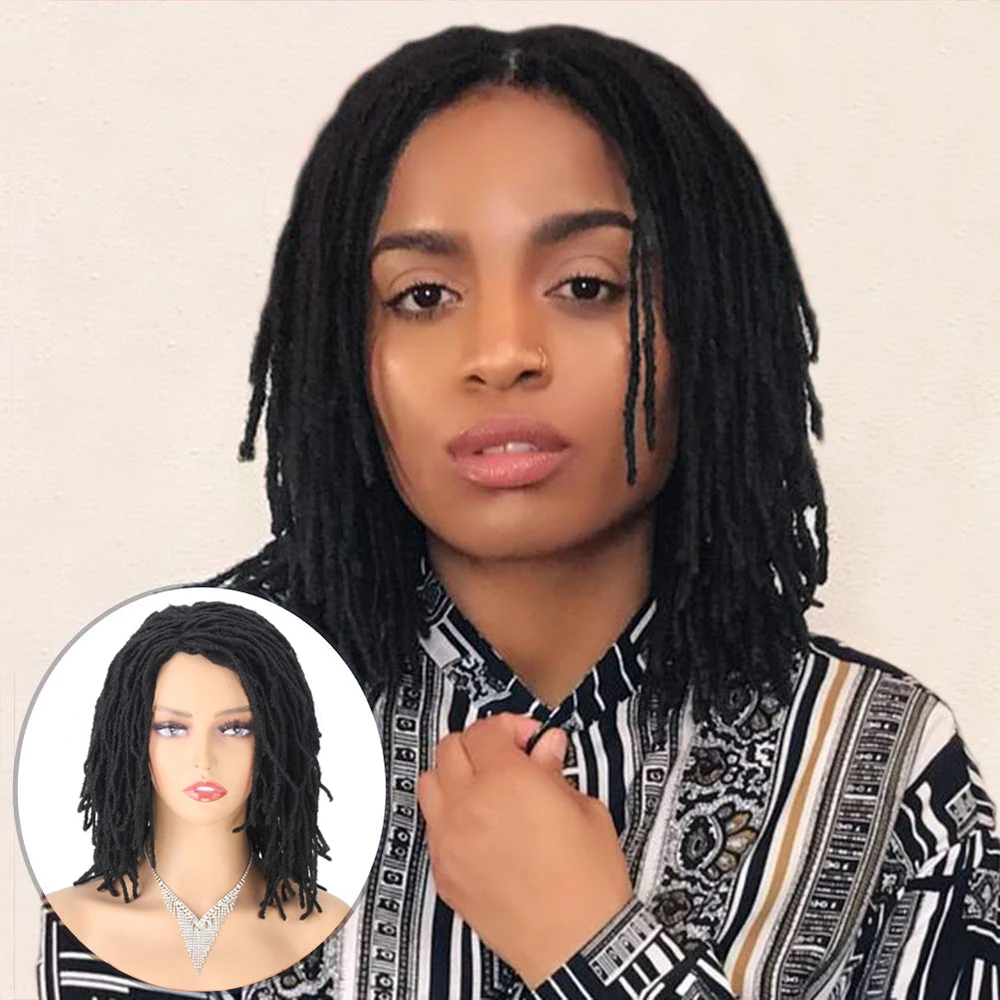 Braided Wig for Women 10inch Ombre Black Blonde Curly Dreadlock Wig Synthetic - £27.22 GBP+