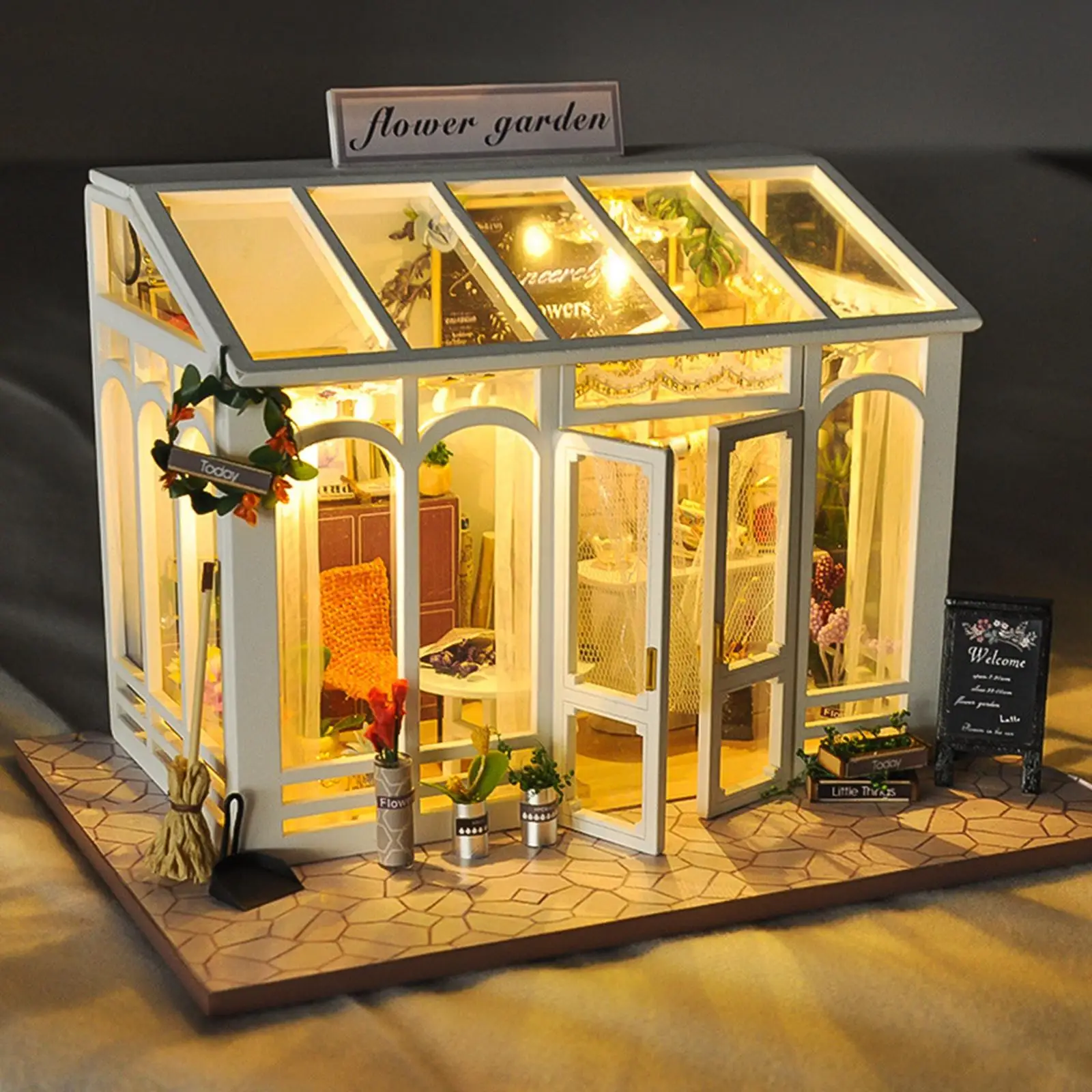 Handmade Miniature Kit Doll House Flower Garden House 3D Building Puzzle - £19.52 GBP