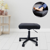 Rolling Swivel Stool Height Adjustable With Wheels Leather Foot Stool For Office - £76.32 GBP