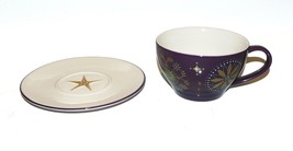 Starbucks 2006 Christmas Purple Gold Star Holiday Mug Cup &amp; Saucer Never Used - £19.38 GBP