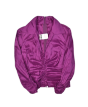 Tadashi Ruffle Top Size 6 Purple Collared Long Sleeve Neiman Marcus Even... - £26.52 GBP
