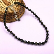 Natural Black Om 8x8 mm Beads Adjustable Thread Necklace ATN-41 - £12.91 GBP