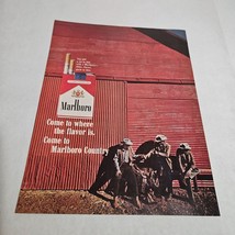 Marlboro Come to Where the Flavor Is Resting Cowboys Smoking Vtg Print A... - £8.20 GBP