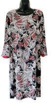 Liz Claiborne Shift Sheath Knee Length Dress Red Black White Paisley Size 14 - £19.68 GBP