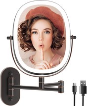 Rechargeable Wall Mounted Lighted Makeup Mirror, 8 Inch Double Sided Led Vanity - £46.29 GBP