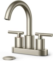 Forious 2-Handle Brushed Nickel Bathroom Faucet With Pop-Up Dain Stopper... - £40.79 GBP