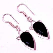 Black Spinel Faceted Handmade Christmas Gift Earrings Jewelry 2" SA 366 - £4.77 GBP