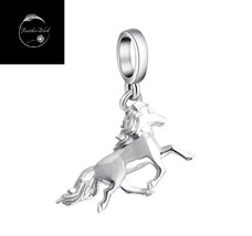 Genuine Sterling Silver 925 Solid Horse Pony Animal Dangle Charm For Bracelets - £21.30 GBP