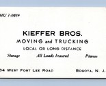 Kieffer Brothers Moving and TruckingVtg Business Card Bogota New Jersey BC1 - £14.20 GBP