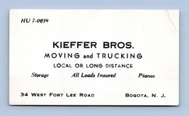 Kieffer Brothers Moving and TruckingVtg Business Card Bogota New Jersey BC1 - £13.98 GBP