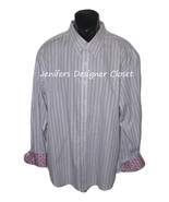 New ROBERT GRAHAM shirt 2XL gray purple striped w/ contrast cuffs pink p... - $155.84 CAD