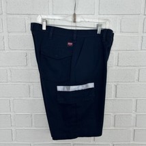 Red Kap Cargo Shorts Reflective Strip On Pockets Mens 32 Dark Blue Snap ... - $17.63