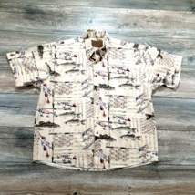 North River Mens XL Short Sleeve Shirt Patriotic Fish Lure Holiday Vacation Camp - £13.81 GBP