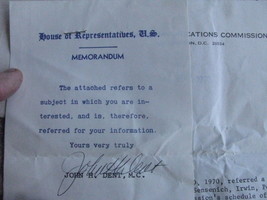VTG Old Ephemera envelope and letter to congressman JOHN DENT 1970 Democrat - £13.79 GBP