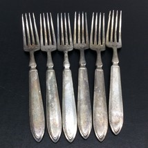 Vintage 1835 R Wallace 12 Silverplate Forks Set of 6 7 1/4&quot; Long - £39.52 GBP