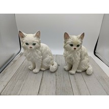 2 Vintage Lefton Persian Cats Ceramic Porcelain Figurines 6" tall H1517 - £23.91 GBP