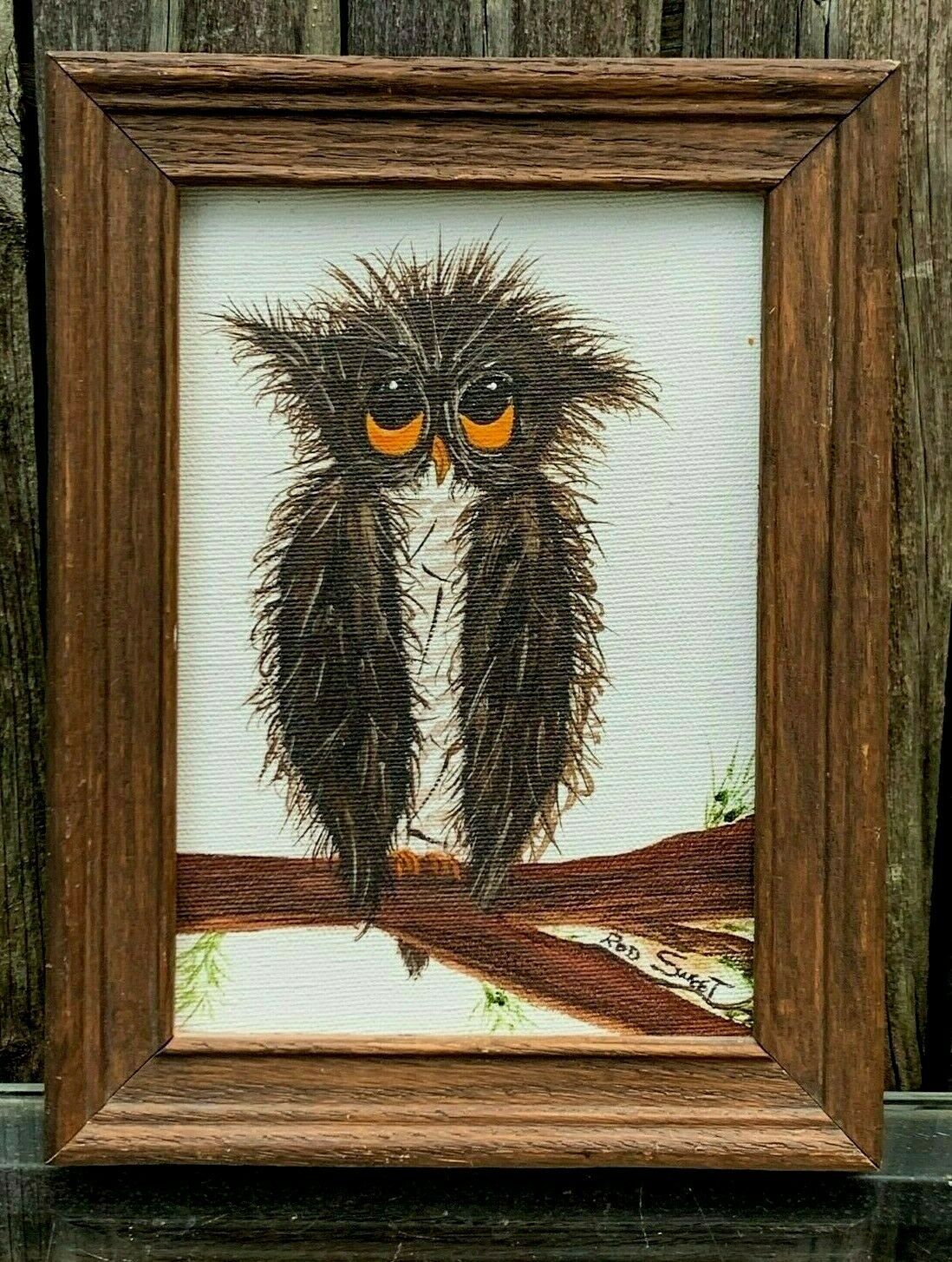 Primary image for RODNEY ROD SWEET SIGNED OWL OIL PAINTING GARDEN GROVE CA 92640 BIRD CALIFORNIA