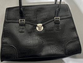 Liz Claibourne black croc embossed laptop briefcase bag - £14.24 GBP