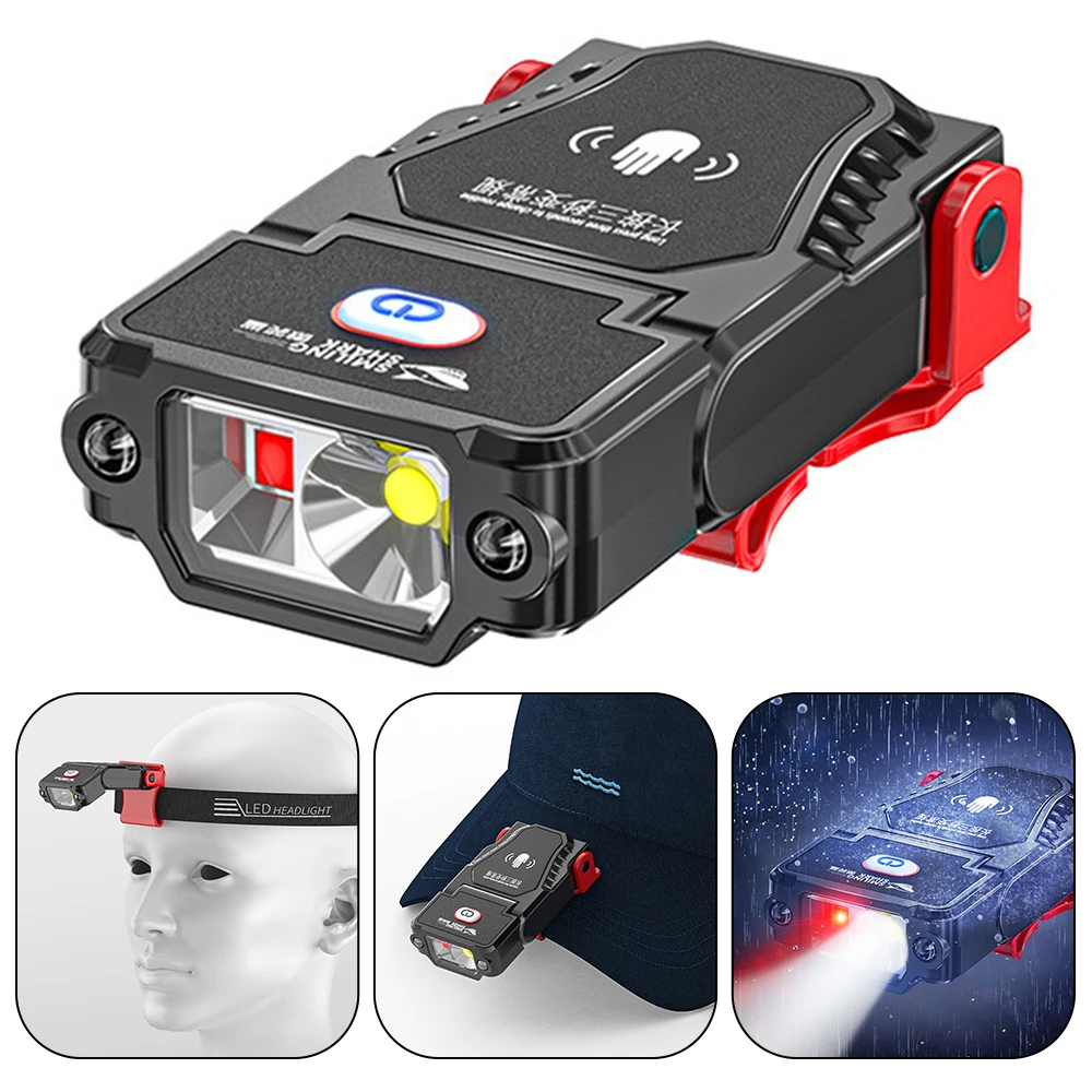 Mini LED Sensor Headlamp Super Bright Hat Clip Cap Light Fishing Headlight USB - £8.86 GBP