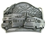 VTG RV Motor Home Pewter Belt Buckle Silver Camper 1987 Travel Mountain ... - $11.88
