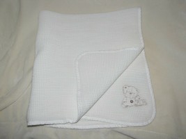 George White 100% Cotton Thermal w Cuddly Bear Baby Boy or Girl Blanket - $23.75