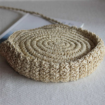 New crochet black round straw bag female summer grass handbag vacation Crossbody - £21.69 GBP
