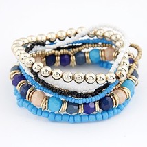 Bohemian Fashion Jewelry MutiLayer Beads Bracelets &amp; Bangles for Women Elastic S - £11.03 GBP