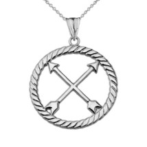 925 Sterling Silver Crossed Arrows Friendship Symbol in Rope Pendant Necklace - £26.74 GBP+
