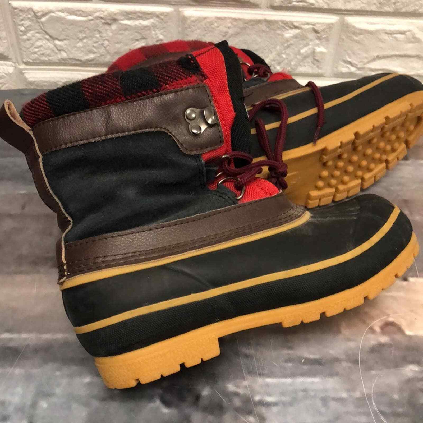 Western Chief BUFFALO PLAID Rain/Snow Boots THINSULATE Suede Red/Black K... - $32.59