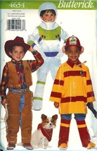 Butterick 4654 CHILD 2-6X Cowboy Fireman Astronaut Costume Pattern UNCUT FF VTG - £7.39 GBP