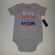 NWT Daddy Loves Me More Than Bacon Bodysuit Size 12 Months Baby Boy Girl... - $8.38