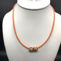 Bright Orange Amore &amp; Baci Silicone Choker or Bracelet with Animal Print Beads, - £80.90 GBP