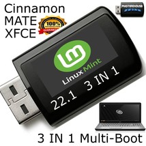 Linux Mint 22.1 2025 Multi-Boot 3-in-1 USB Flash Drive Cinnamon, MATE, XFCE - £12.24 GBP