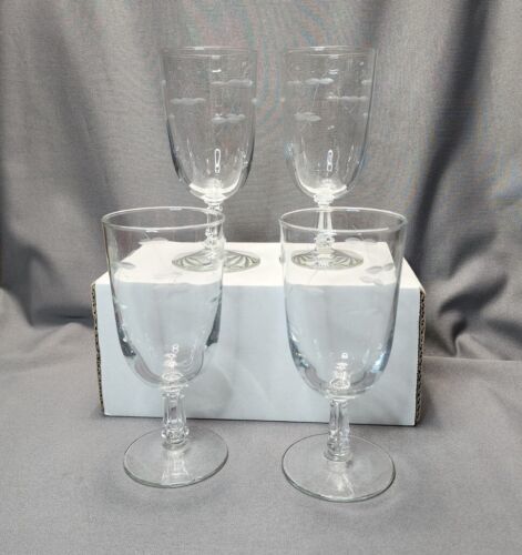 Vintage Libbey Rock Sharpe 3002-1 Wine Water Goblets Iced Tea Glasses Set of 4 - £27.69 GBP