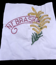 Nebraska Embroidered Quilted Square Frameable Art State Needlepoint Vtg ... - $14.00