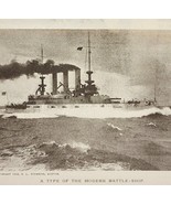 1904 Battleship Military United States Nautical Print Ephemera 3.5 x 4.5&quot; - $394.87 MXN