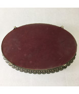 Vintage mirror vanity tray filigree edge oval shape Hollywood regency decor - $29.65